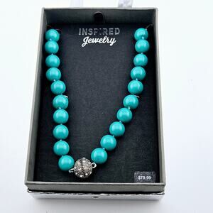 Western Style Turquoise Blue Beaded Necklace Boho Cowgirl Rodeo Stackable NWT